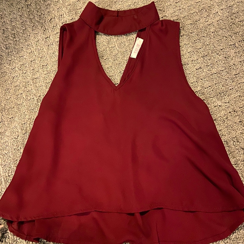 Peach Love- Boutique Flow Crop Blouse; Garnet